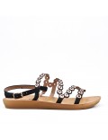 Black comfort sandal in faux leather