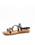 Black comfort sandal in faux leather