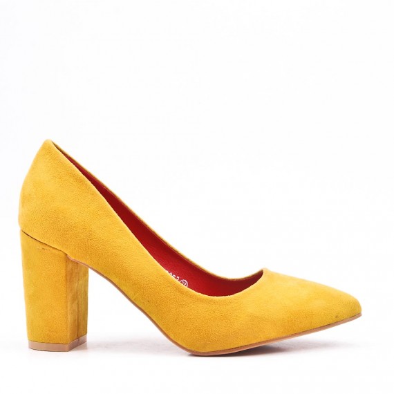 mustard suede heels