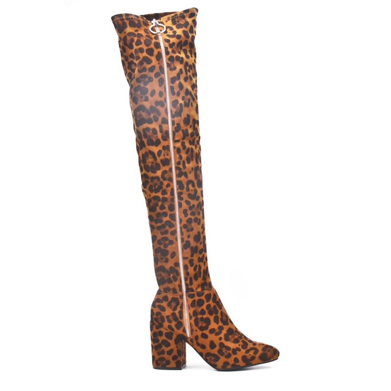 leopard print long boots