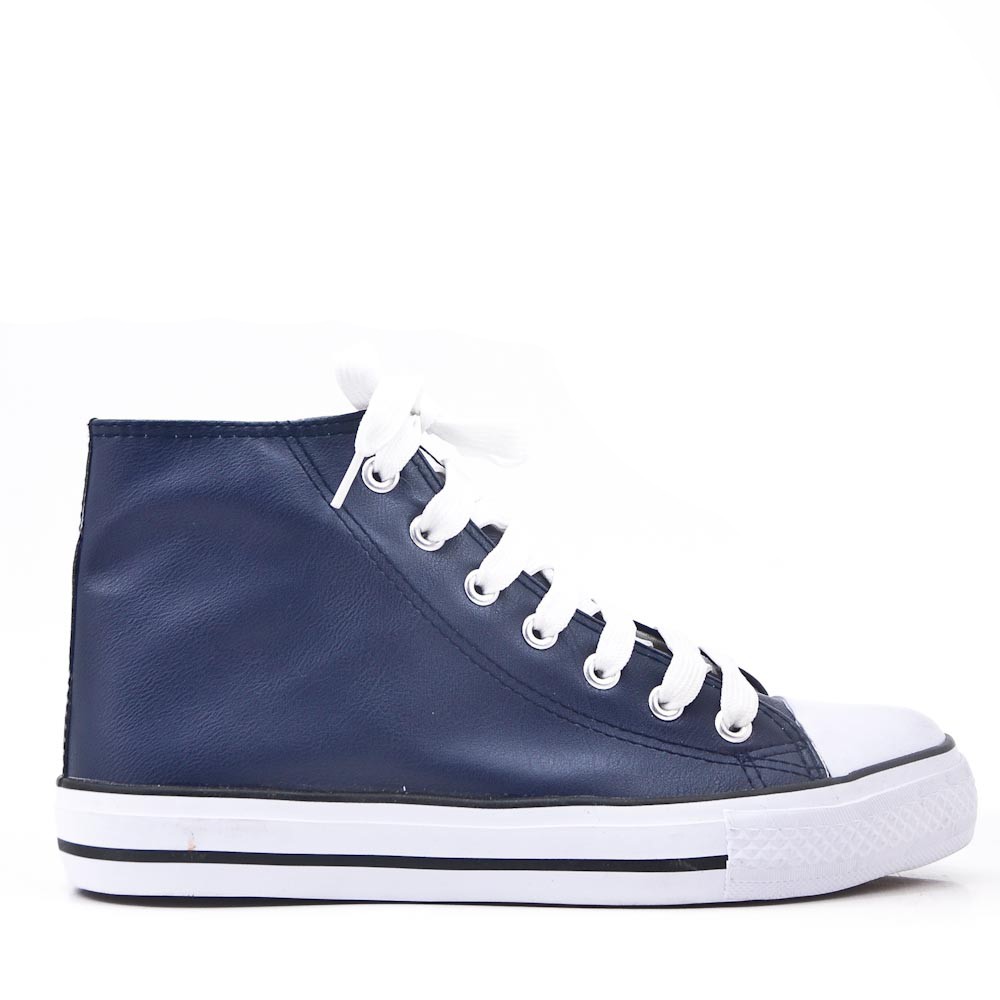 white leatherette lace up sneaker