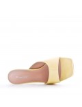 Faux leather slide with transparent heel