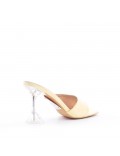 Faux leather slide with transparent heel