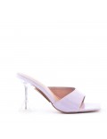 Faux leather slide with transparent heel