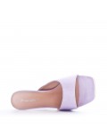 Faux leather slide with transparent heel