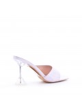 Faux leather slide with transparent heel