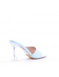 Faux leather slide with transparent heel