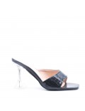 Faux leather slide with transparent heel