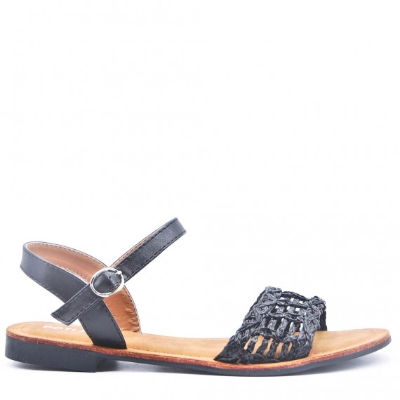 Flat sandals in faux leather for women