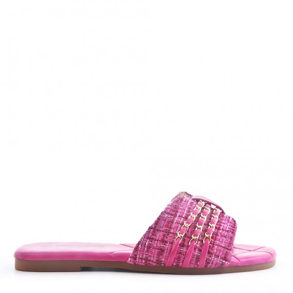 Slipper in mixed materials for women