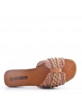 Slipper in mixed materials for women