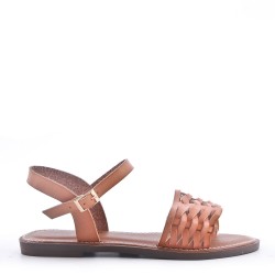 Flat sandals in faux leather for women