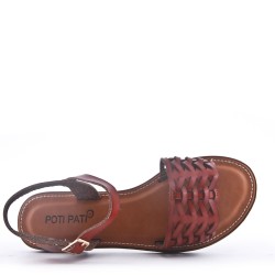 Flat sandals in faux leather for women