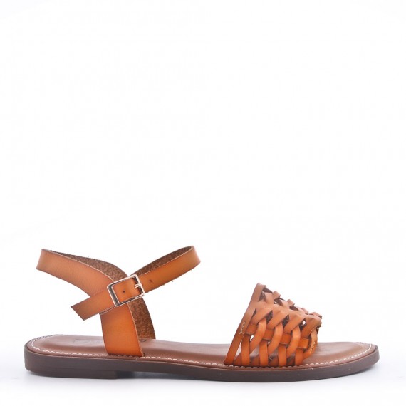 Flat sandals in faux leather for women