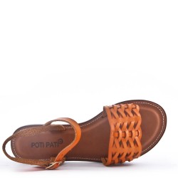 Flat sandals in faux leather for women