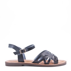 Flat sandals in faux leather for women