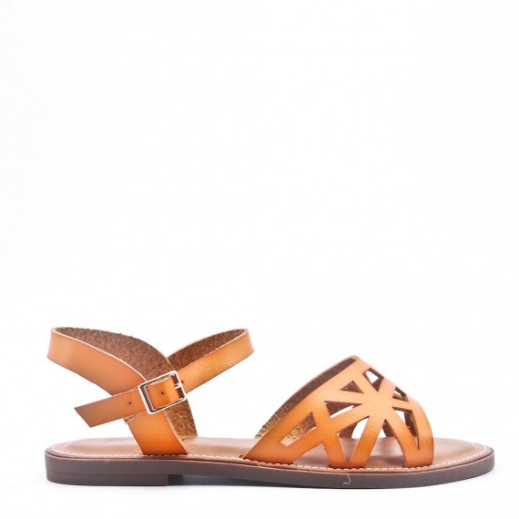 Flat sandals in faux leather for women