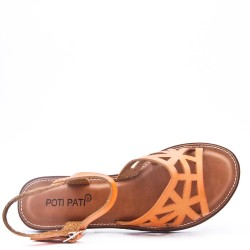 Flat sandals in faux leather for women