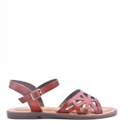 Flat sandals in faux leather for women