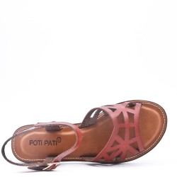 Flat sandals in faux leather for women