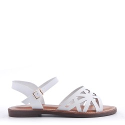 Flat sandals in faux leather for women