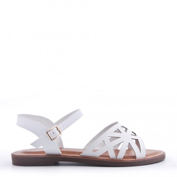 Flat sandals in faux leather for women