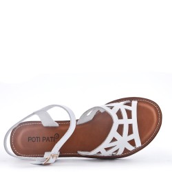 Flat sandals in faux leather for women