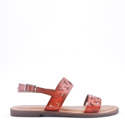 Flat sandals in faux leather for women