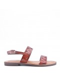 Flat sandals in faux leather for women