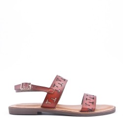 Flat sandals in faux leather for women