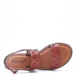 Flat sandals in faux leather for women