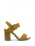 Mix-materials heeled sandal 