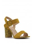 Mix-materials heeled sandal 