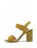 Mix-materials heeled sandal 