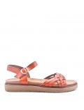 Flat sandals in faux leather for women