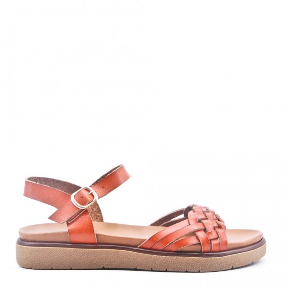 Flat sandals in faux leather for women