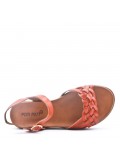 Flat sandals in faux leather for women