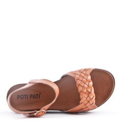 Flat sandals in faux leather for women