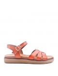 Flat sandals in faux leather for women