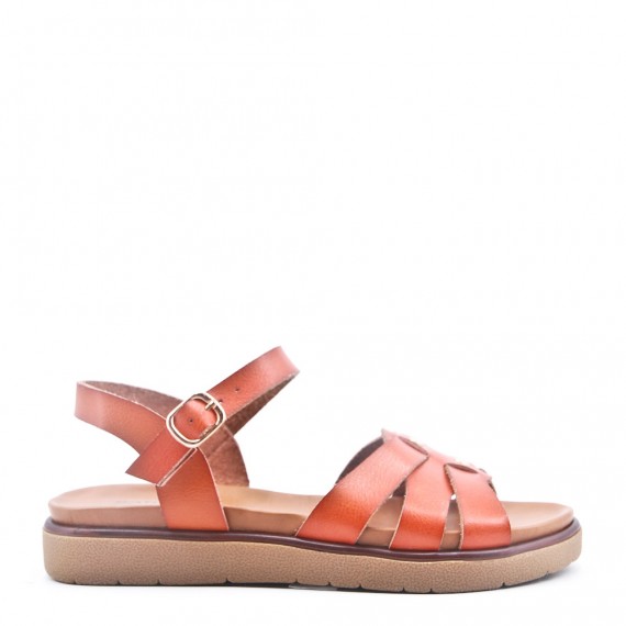 Flat sandals in faux leather for women