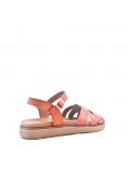 Flat sandals in faux leather for women