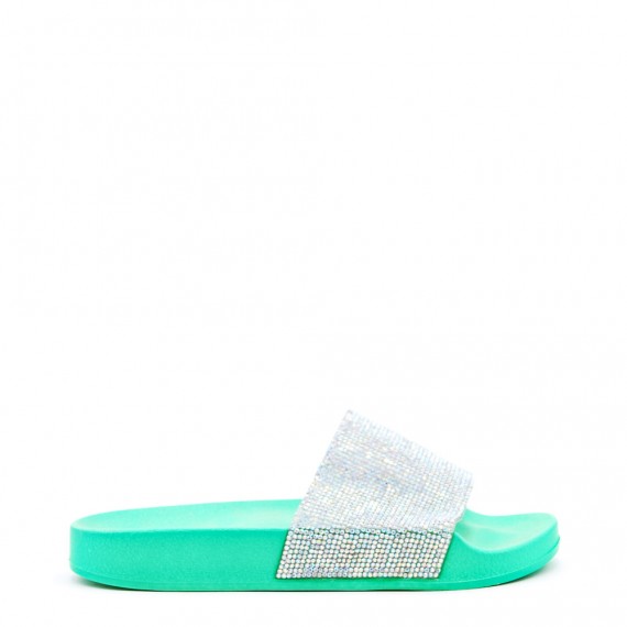 Slipper in mixed materials for women