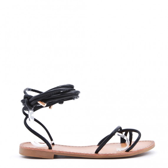 Flat sandals in faux leather for women