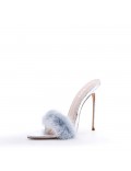 Mixed-material heeled sandal