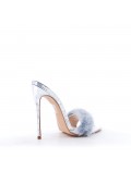 Mixed-material heeled sandal