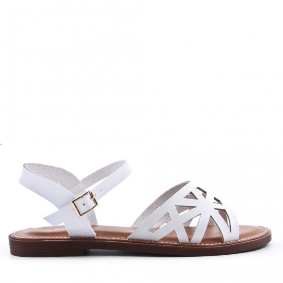 Flat sandals in faux leather for women