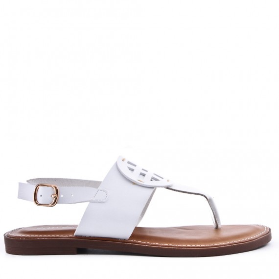 Flat sandals in faux leather for women