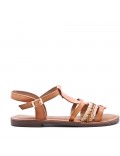 Sandale plat en simili cuir pour femme