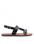 Flat sandals in faux leather for women