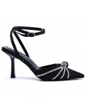 Heeled sandal in a material mix for women